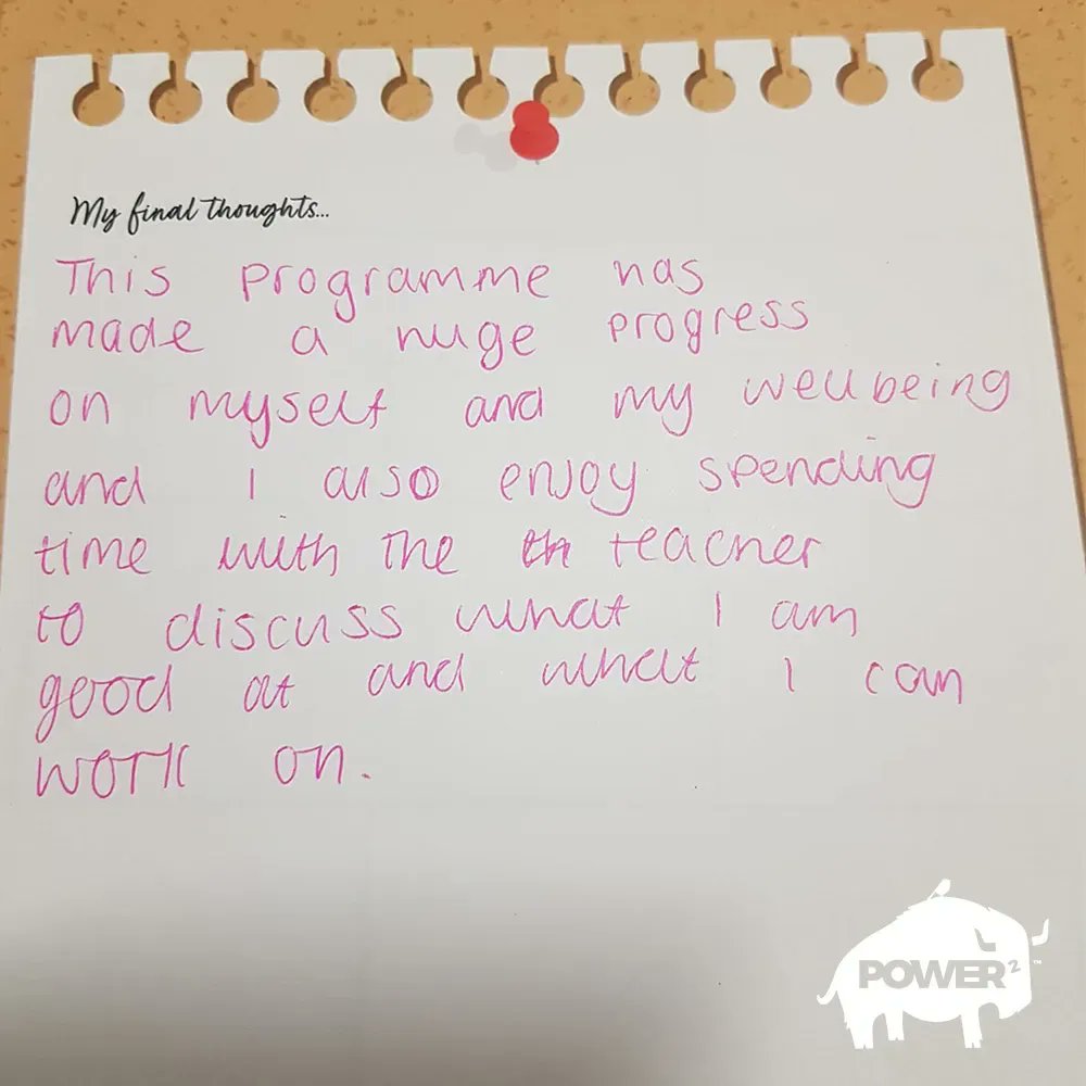 Power2org's tweet photo. We were thrilled to hear this from one of our #Power2Rediscover programme graduates from @littleilfordsch. On Power2 Rediscover, our facilitators provide 1-1 support to young people struggling with their wellbeing and confidence. 💙💚 https://t.co/oe8ASbGk2f
