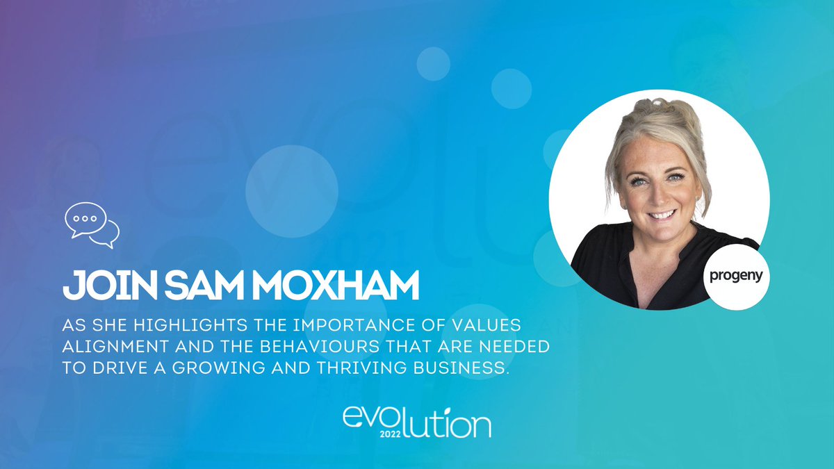 Up next is <a href="/theprogenygroup/">Progeny</a>'s Chief People Officer, Sam Moxham who will share the importance of values alignment and the behaviours that are needed to drive a growing and thriving business ✨

🎟 evolution.weareverve.co.uk
#VerveEvolution2022