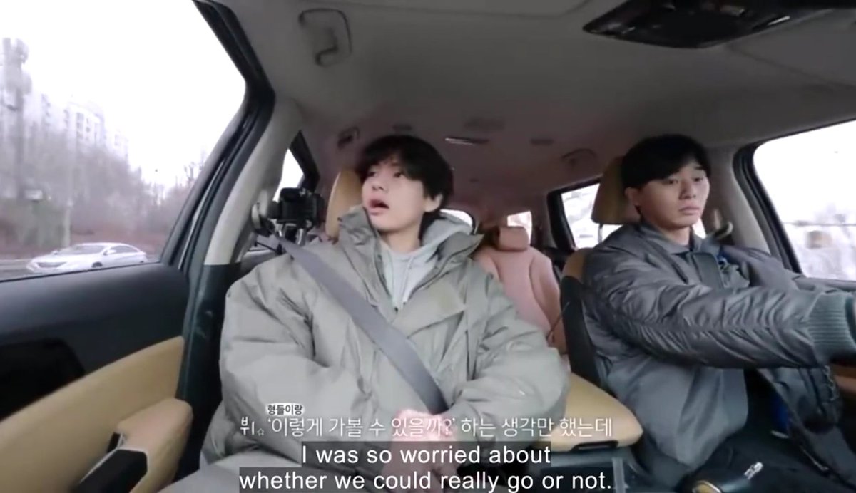 wangteaco's tweet photo. 🐻 : i've always traveled with my members. I was worried about whether we could really go or not
seojoon : when you went with your members, did you go by car like this?
🐻: yes, us too. We drove as well https://t.co/7vWnyDNRgf