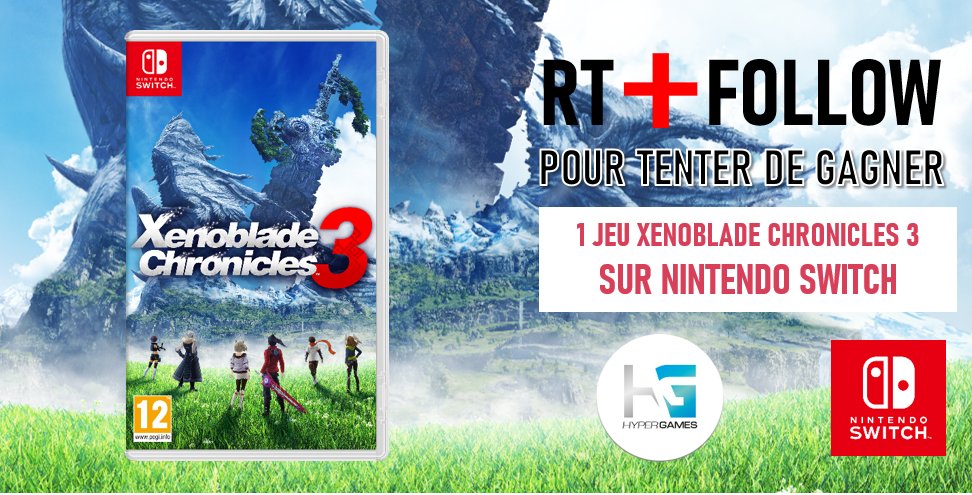 #Concours 🔥

A l’occasion de la sortie de #XenobladeChronicles3 le 29 juillet ,tentez de gagner 1 jeu switch !! 😍🔥 
2 gagnants au total. 🎁
Pour participer :

➡ Follow <a href="/HypergamesA/">Hypergames Auchan</a>

➡ RT le tweet

TAS le 29/07
👉bit.ly/3v7oE7s