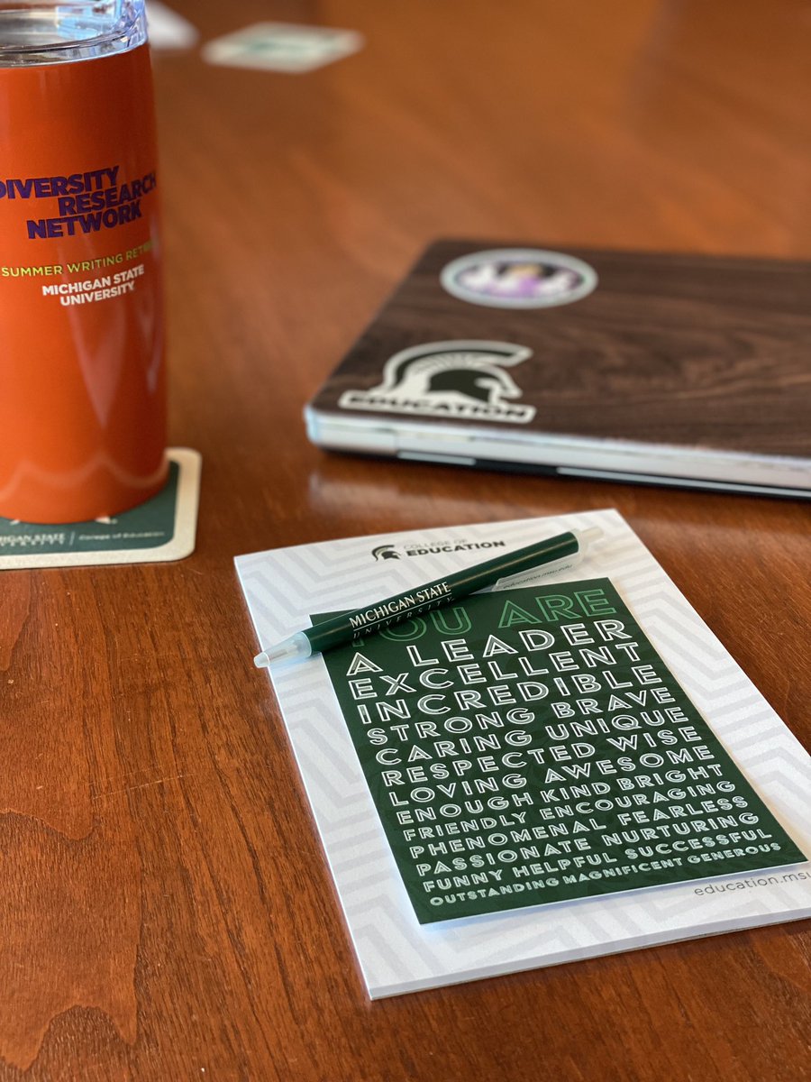 DrTerah's tweet photo. The DEI Office in the @MSUCollegeofEd is excited to partner with @DebJohnsonRsch and the #MSUDRN to host writing space today! (In the Dean’s conference room #swanky!) https://t.co/BCcSw4VBOT