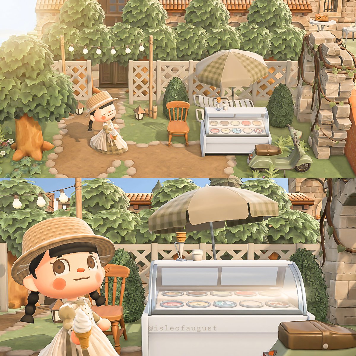 isleofaugust's tweet photo. cooling off with a sweet treat this friday morning!! 🤍🍦🫧 #acnh #animalcrossing https://t.co/snsJDVeSaO