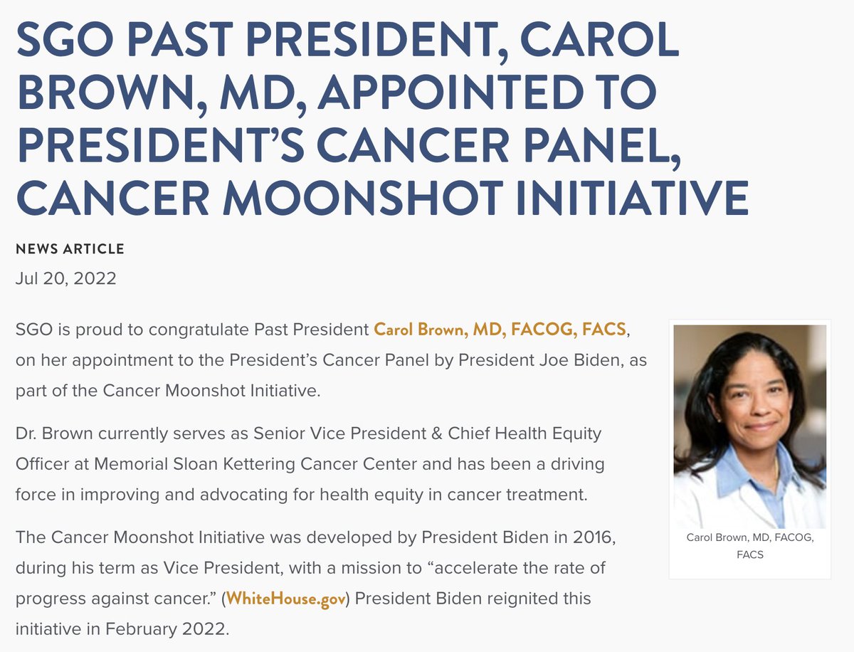 Team Ovary, Memorial Sloan Kettering Cancer Center (@teamovary_msk) on Twitter photo Congratulations to <a href="/drcarolbrownMSK/">Carol Brown</a> for her appointment to the President’s Cancer Panel as part of the Cancer Moonshot Initiative! <a href="/TeamOvary_MSK/">Team Ovary, Memorial Sloan Kettering Cancer Center</a> <a href="/MSKCancerCenter/">Memorial Sloan Kettering Cancer Center</a> <a href="/JoeBiden/">Joe Biden</a>
sgo.org/news/sgo-past-… Congratulations to <a href="/drcarolbrownMSK/">Carol Brown</a> for her appointment to the President’s Cancer Panel as part of the Cancer Moonshot Initiative! <a href="/TeamOvary_MSK/">Team Ovary, Memorial Sloan Kettering Cancer Center</a> <a href="/MSKCancerCenter/">Memorial Sloan Kettering Cancer Center</a> <a href="/JoeBiden/">Joe Biden</a>
sgo.org/news/sgo-past-…