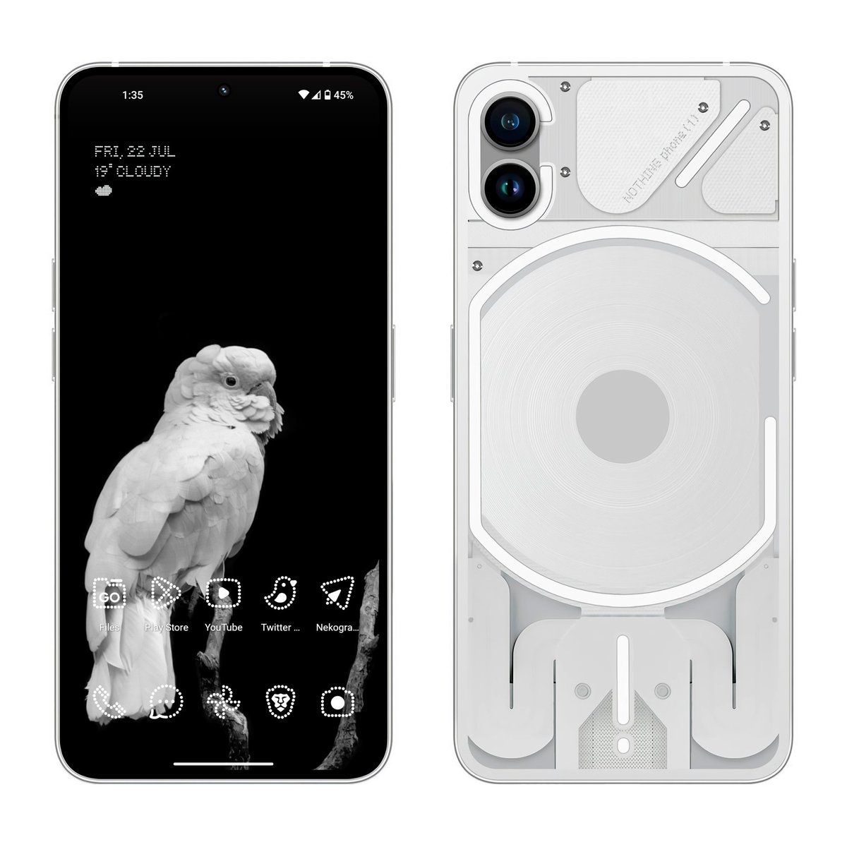 debugtiger's tweet photo. First #Nothing home screen actually on a #NothingPhone1 and #NothingLauncher https://t.co/x1ErluNTuG