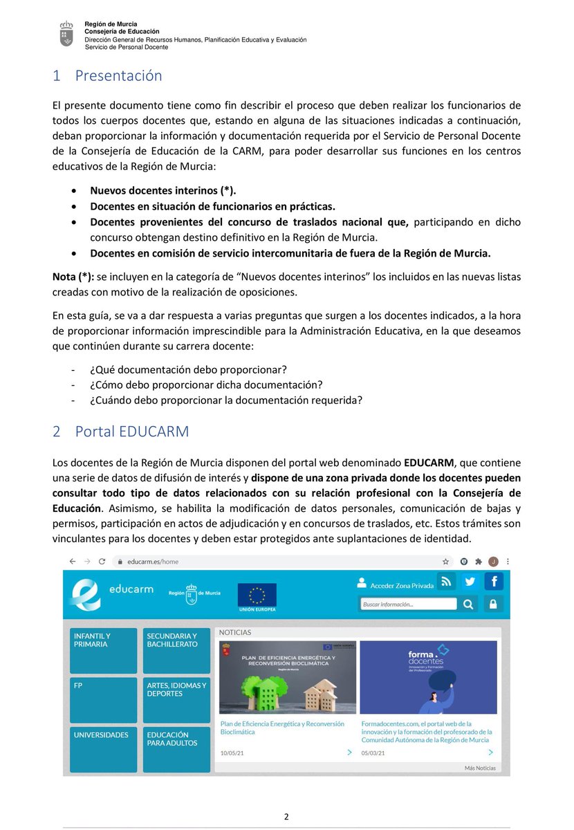 ProfesorJuanCar's tweet photo. Instrucciones actualizadas sobre el procedimiento para aportar la documentación requerida a funcionarios procedentes del concurso general de traslados, funcionarios en prácticas, comisiones de servicio intercomunitarias y docentes interinos.➕Info
https://t.co/NrkuwiNnwg @Educarm https://t.co/oKZAmmKP72