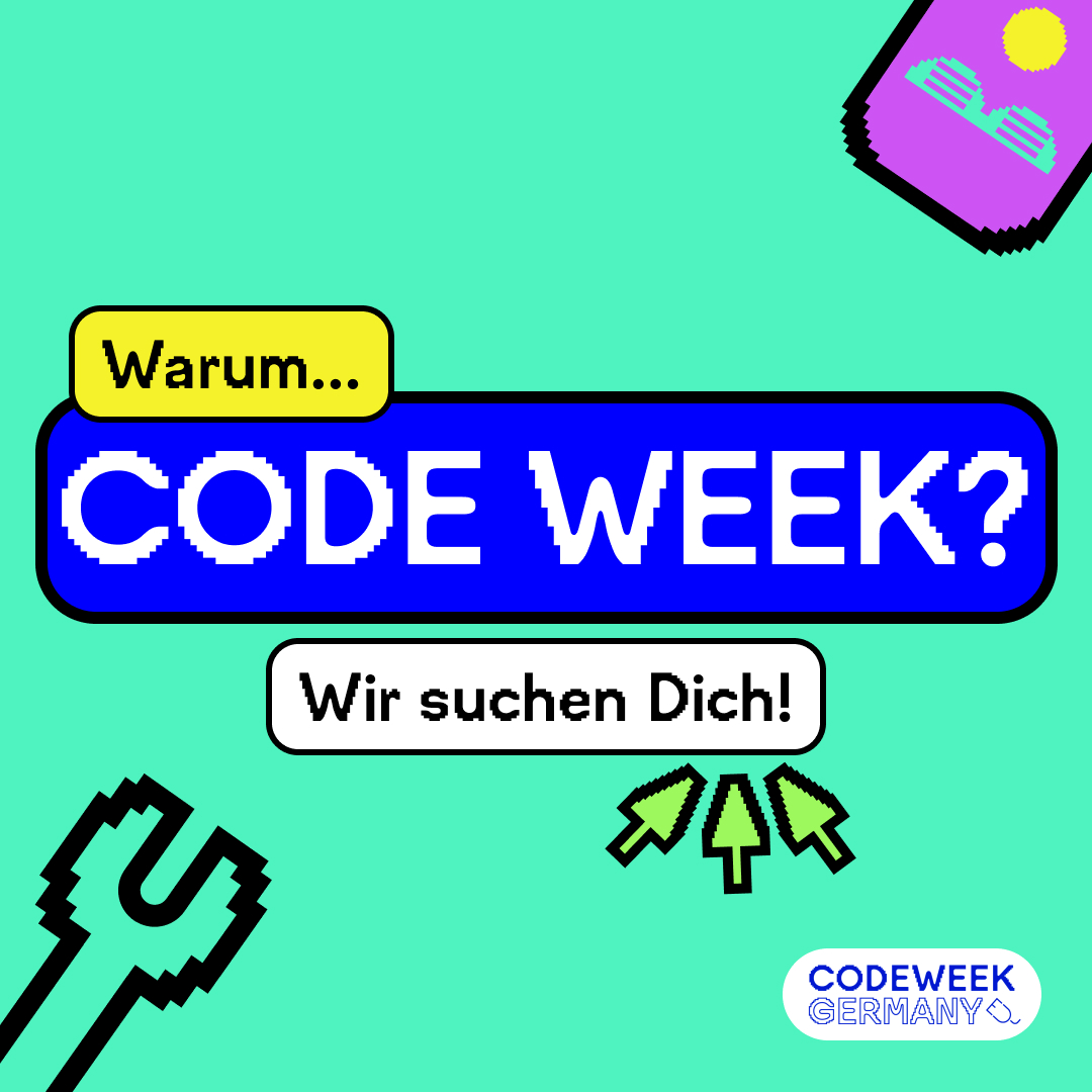 📣Die #CodeWeek besteht aus Menschen wie Dir!  Mach mit und werde Teil des offiziellen #CodeWeek Germany-Films! 🎬💯 Mehr Informationen zur Teilnahme 👉 t1p.de/ucb8r