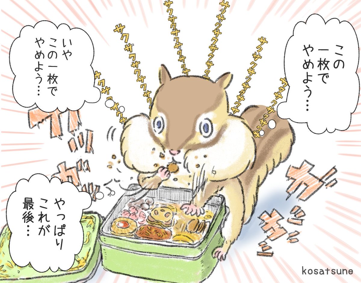 クッキー缶食べたいなあ…絶対こうなるけど🐿 