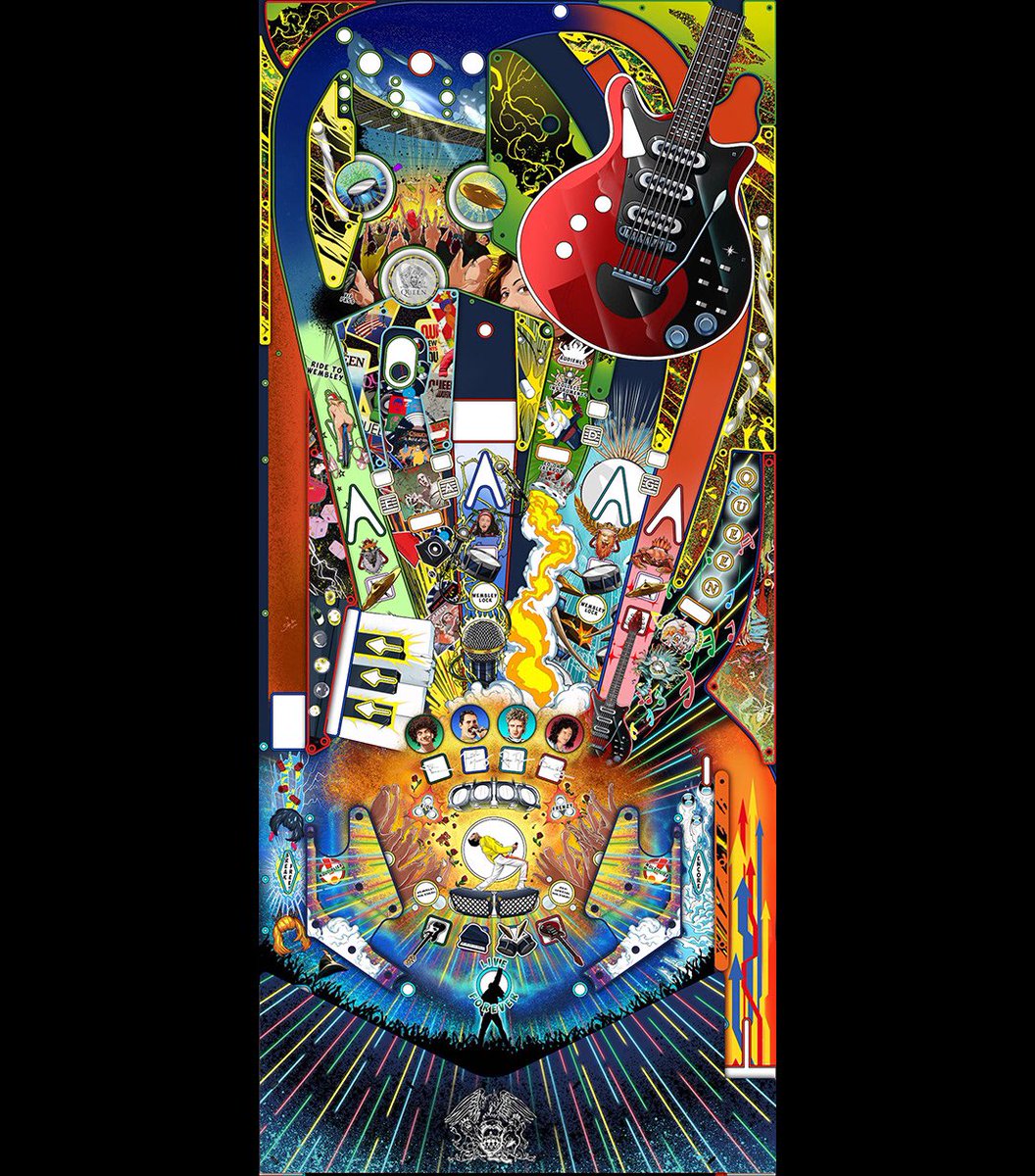 Hi pinball lovers, here’s some playfield art for you to enjoy. #queenpinball