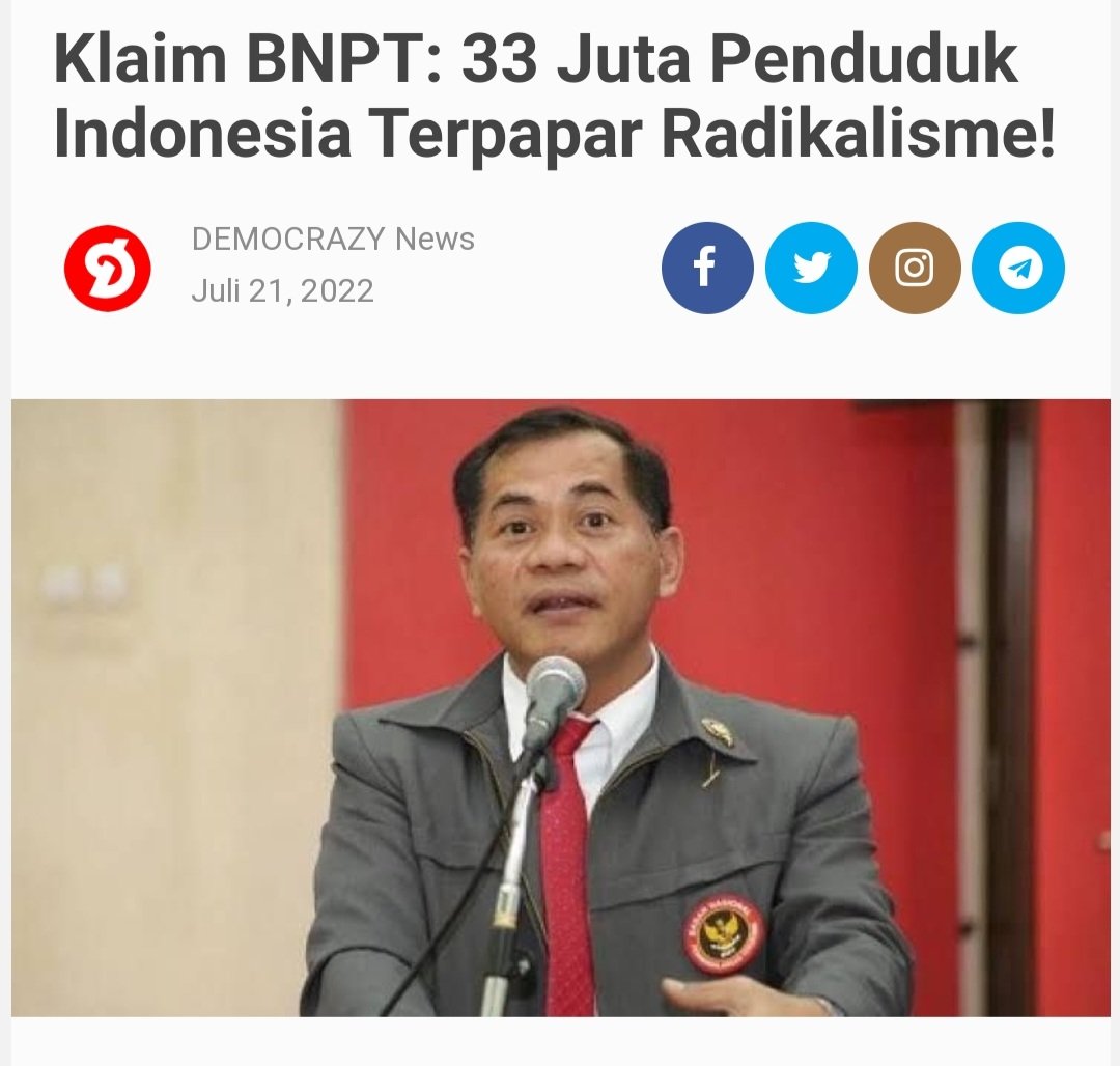 New_Termul's tweet photo. Yang terpapar radikalisme akan berkurang jika ada terduga teroris langsung di lenyapkan di lapangan, jangan ada HAM utk kaum ini @BNPTRI 

Lebih baik musnahkan bbrpa org dari pada negeri ini hancur. https://t.co/xufuspzooH