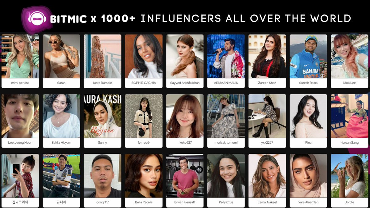Nzero_official's tweet photo. #BITMIC has a casting pool with more than 1,000 influencers (from various industry such as art, game, entertainment,...) all over the world. https://t.co/oNESSd0TQh