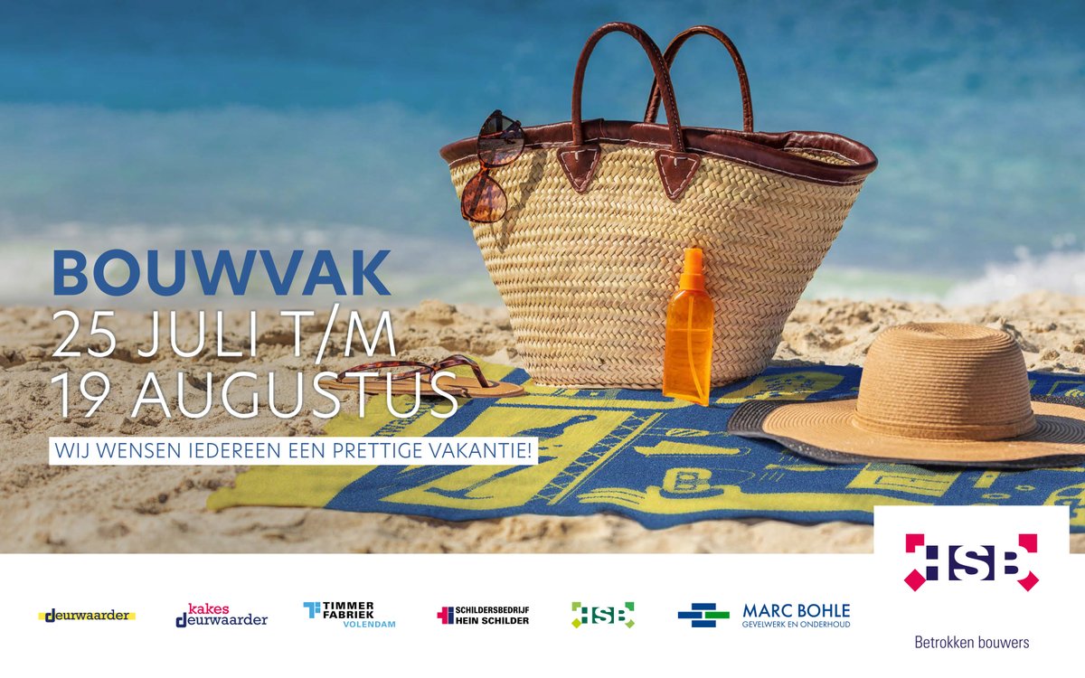 HSBeco's tweet photo. Wij wensen iedereen een prettige vakantie!

#hsbbouw #betrokkenbouwers #ecologisch #volendam #debouwmaakthet #bouwvak https://t.co/aid3k1gCUe