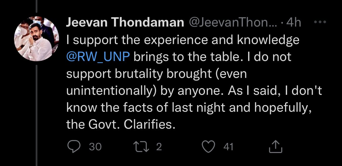 To watch what Ranil executed in the last 24 hours and read this refusal to acknowledge that Ranil’s experience-knowledge is defined by intentional and evidenced brutality for over four decades is enraging/painful to read. These are not two separate things. #RanilResign