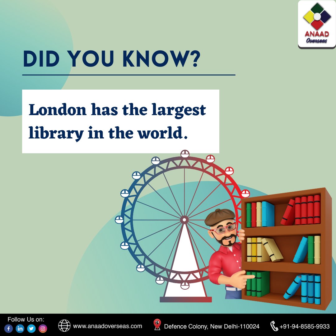 anaadworldwide's tweet photo. Interesting Facts!

#Facts #London #library #britishlibrary #anaad #anaadoverseas #studyinuk #teamanaad #studyabroadwithanaad #uk #education https://t.co/Ym5TU3uY6w