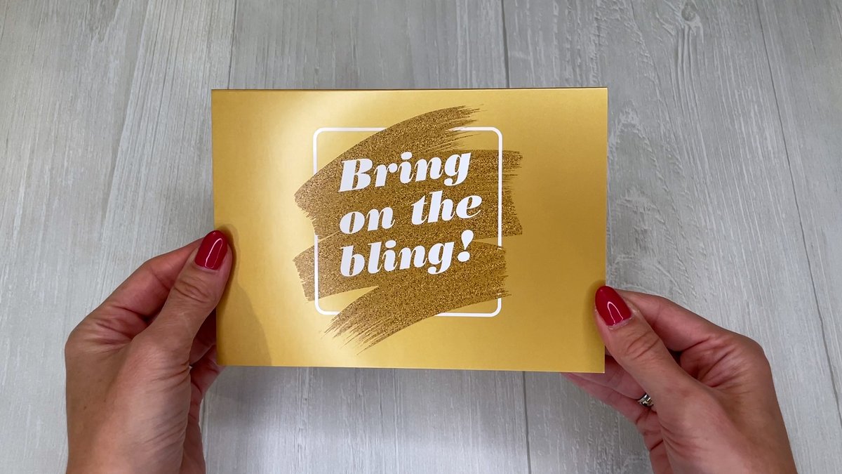RicohUSAGC's tweet photo. Grow your business with a glimmer of gold! Request our “Bring on the Bling” #5thColor samples to see how you can give your customers the differentiation they’re seeking. #5thColorFriday https://t.co/RyzvVE7U92 https://t.co/tPerh6FCTq