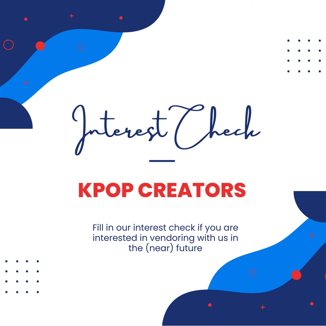 kpopartmart's tweet photo. Calling all Kpop creators!!
Are you interested in vendoring with us at our future events?
If your answer is yes, do help us fill up this small interest check form! You can find the form here https://t.co/1CAQ8S9tPl https://t.co/ecrErBLJFV