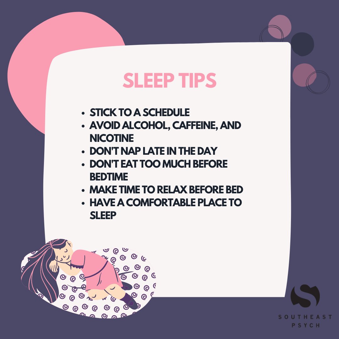 Do you get enough sleep? . Sleep plays an essential role in your mental health! . Check out these tips regarding sleep maintenance. #sleep #selflove #sleepmaintenance #sleeptherapy #mentalhealth #mentalwellness #psychology #counseling #therapy