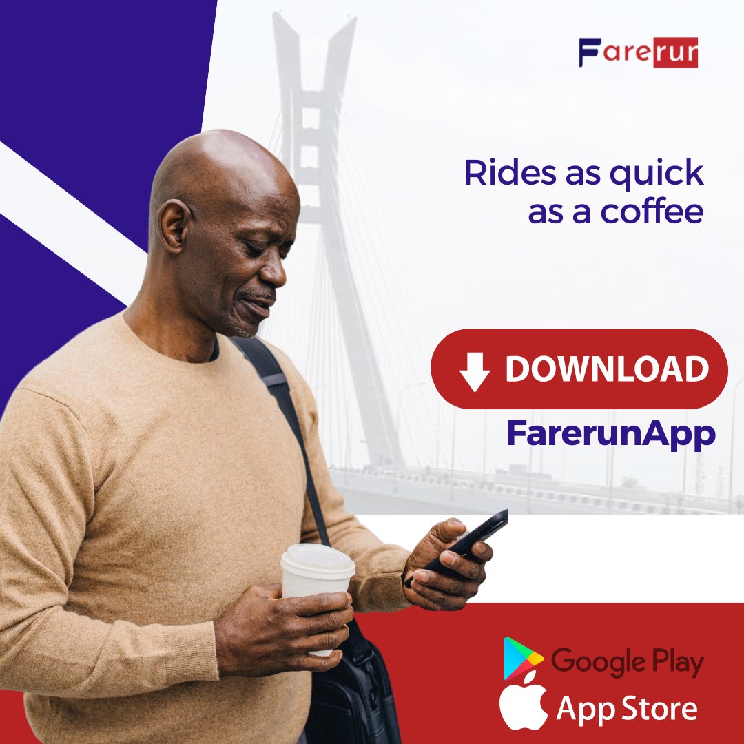 FareRun_Nigeria's tweet photo. Book Quick Rides Before Your Coffee Is Ready
Farerun rides are not just affordable, they are quick and will take you anywhere you want to go.
Join the Farerun Family and starting riding.
.
.
.
.
.
#rideshareapp #abujaconnect #benincity #benincityvendors #Lekki #zidane https://t.co/W22Ox6BDXX