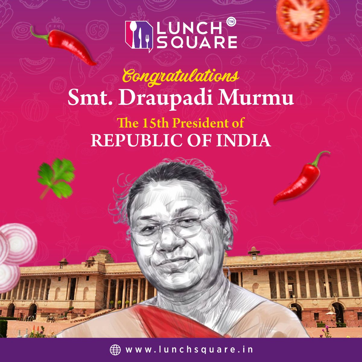 LunchSquare's tweet photo. Heartiest Congratulations To Honourable Draupadi Murmu ji From Odisha For Being Elected As 15th President Of India.

*Smt.Draupadi Murmu is the 1st Person from Tribal background to reach the highest position in India.

*2nd Women President of India.

#congratulations https://t.co/xECw8WXtGl