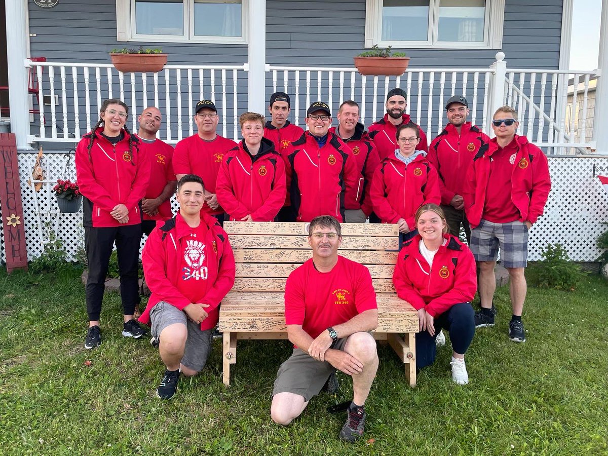 RuntheRockNL's tweet photo. While in PAB, we had the privilege of signing this bench made by Colin Seymour. The purpose of the bench is to honour &amp; remember the fallen, and to thank those still serving while bringing awareness to PTSD. We are honoured to have our names on the bench. Thank you, Colin. 🍁🇨🇦 https://t.co/ziJ8FpMGAg