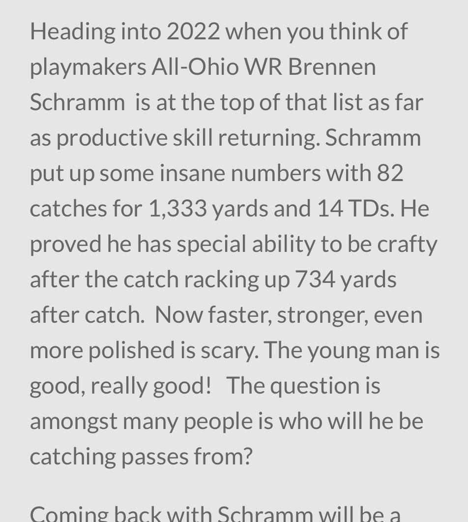 neohiohsfb's tweet photo. College Coaches⬇️
2023 WR
@bschramm18 
6’- 6’1 185
7/7 in ALL factors-will produce productive college snaps. Check him out.  

Get Big School Proven Players. Here is a good one. https://t.co/Wnnetqtl6q