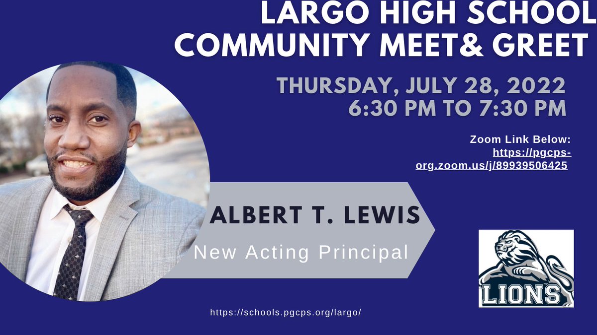 We invite the community to join us next week in welcoming our new Acting Principal, @Albert_TLewis.