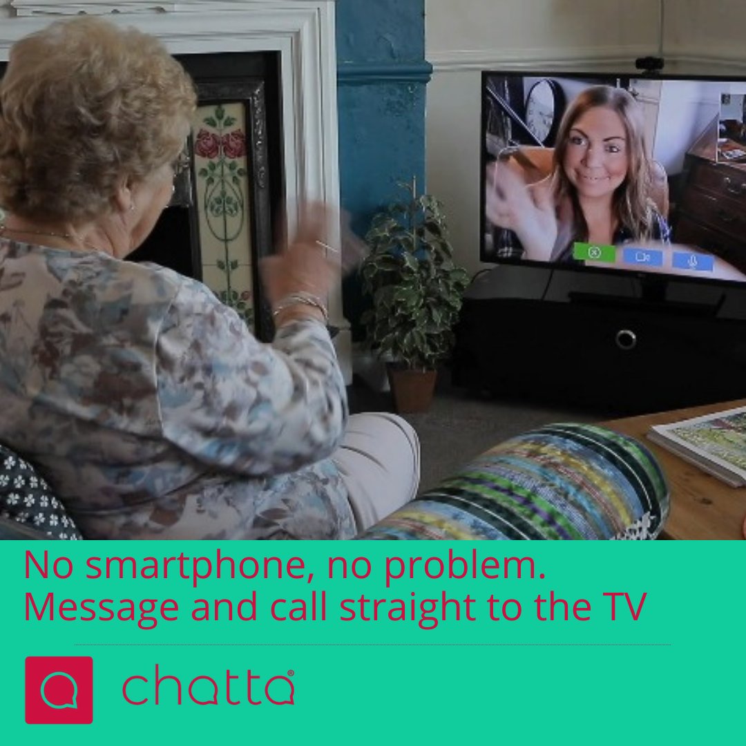 Chatta TV is now available to buy! 
Send messages, videos and photos straight to your loved ones' TV. 
You can even send multiple-choice questions. 
. 
Chatta is the easiest way to stay in touch with elderly loved ones, using technology they are the most comfortable with- The TV.