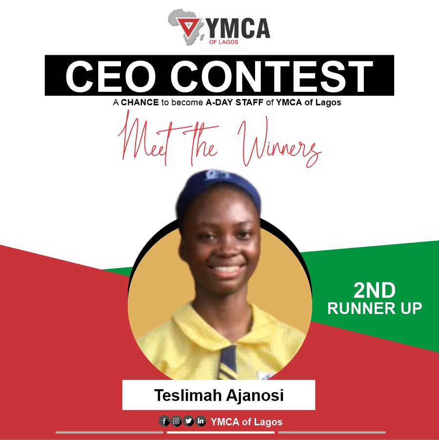 LagosYMCA's tweet photo. 2022 YMCA OF LAGOS CEO CONTEST
🔻
UNVEILING OF THE TOP 3
Winner 🏆🏅 - Abdultawab Oladipupo 
1st Runner Up 🥈 - Precious Bulus
2nd Runner Up 🥉 - Teslimah Ajanosi
🔻
#YMCA #CEOContest #YE4Good #ServiceToHumanity https://t.co/in76wpmuMG