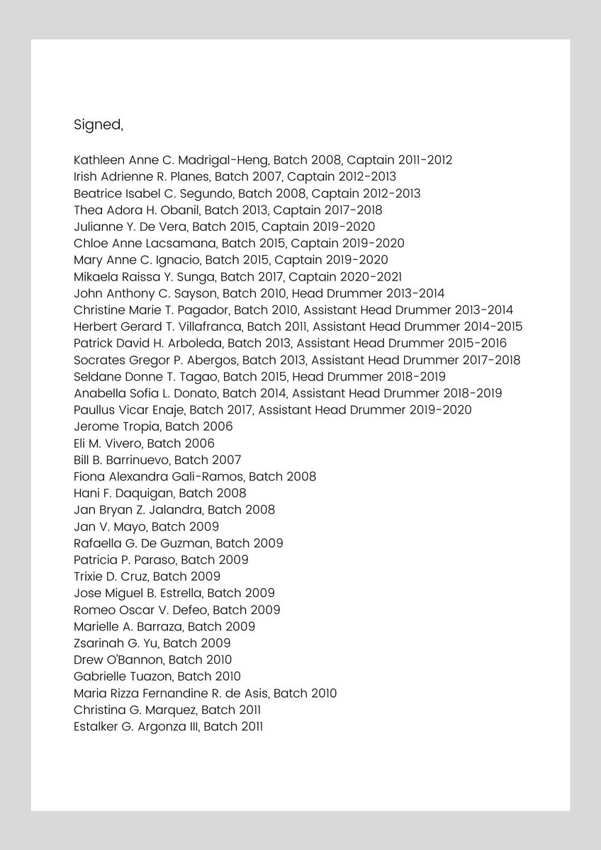 phkule's tweet photo. Update: 20 more UP Pep Squad former members have joined the statement. This brings the number of signatories to 81. https://t.co/qzU0qTVCDQ