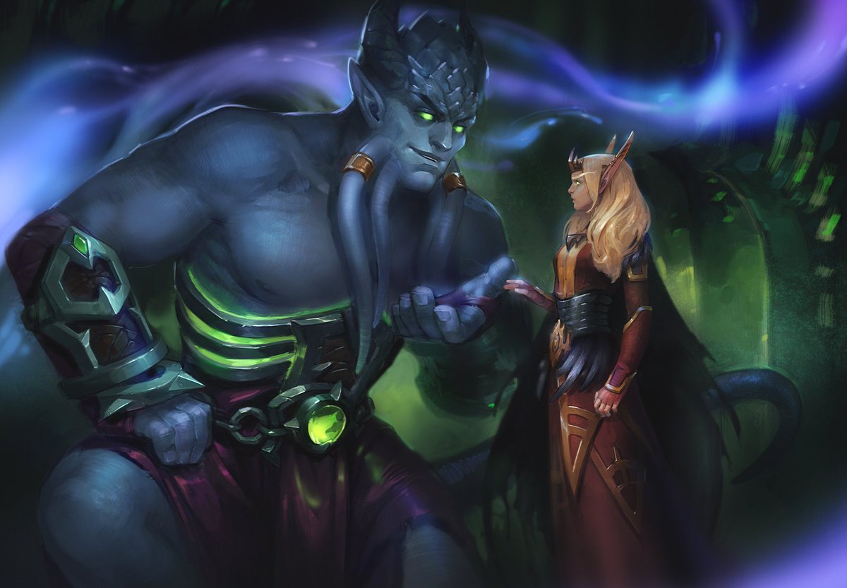AlteyaArt's tweet photo. Art made for @Leyloriel 

"In aid of the innocent corrupted, Leyloriel Dawncaster forever ties her fate to the Eredar Xorvaros. "

#worldofwarcraft #art #Commission https://t.co/PE9ADQUKkk