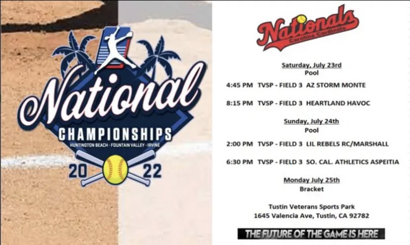 So excited to get to play in Cali this weekend with the girls!🌴<a href="/NationalsCC/">Nationals Fastpitch Team</a>