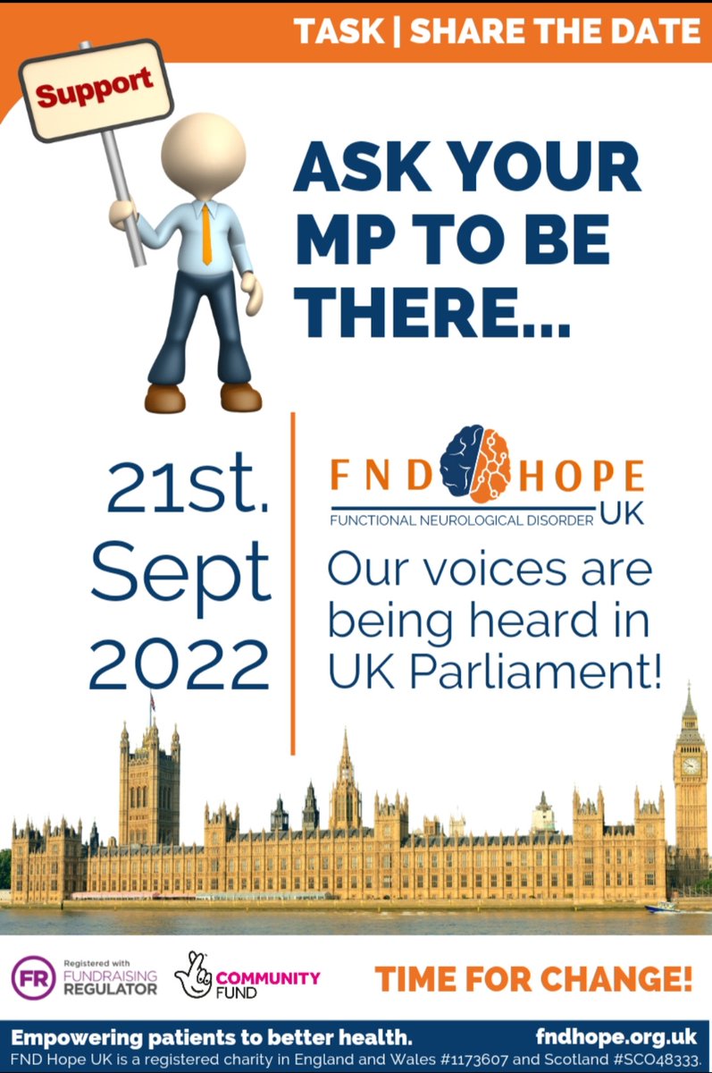 Our voices are being heard in Parliament on the 21st September &amp; we need your help to write / email your MP to ask them to join us.

Click the link for more details 👇

fndhope.org.uk/new-art-projec…

#FND #functionalneurologicaldisorder