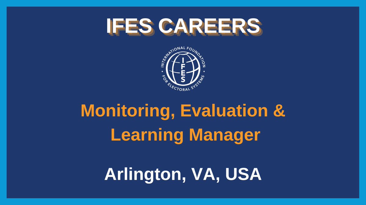 IFES1987's tweet photo. Come work with us! The IFES’ Center for Applied Research and Learning (the Center) is hiring a Monitoring, Evaluation and Learning Manager at our headquarters in Arlington, VA. Learn and apply at the link! #IFESJobs https://t.co/niW5qokZDi https://t.co/3zWhCnBH8S