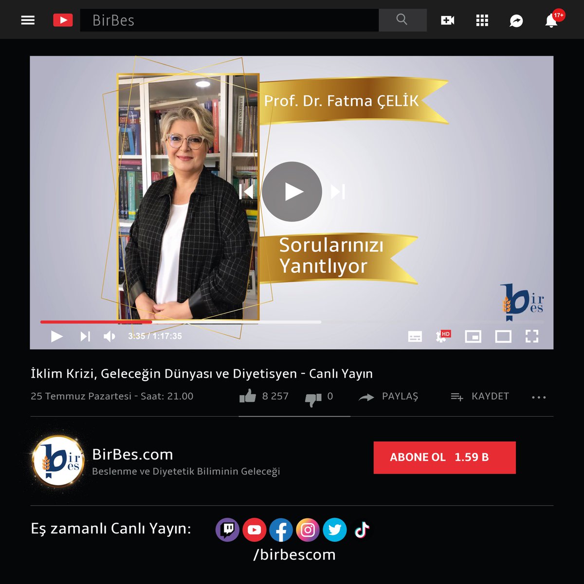 25 Temmuz Pazartesi saat 21:00'da <a href="/profdr_fcelik/">Prof Dr. Fatma Çelik</a> hocamız beslenme ve diyetetik öğrencileri, adayları ve mezunlarının sorularını yanıtlıyor! Detaylı bilgiye instagram/birbescom hesabımızdan ulaşabilirsin🤩 #diyetisyen #doğrubilgi #beslenmevediyetetik