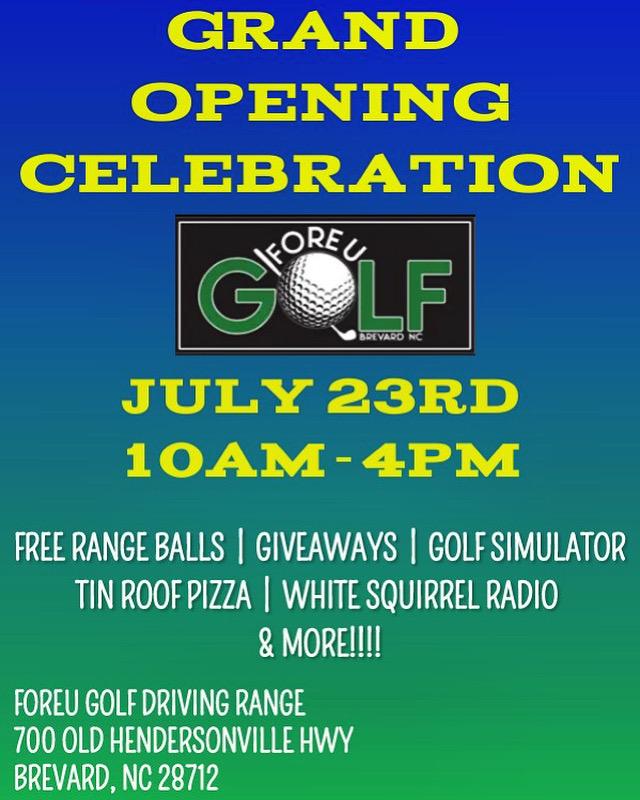 Join us as we celebrate the grand opening of new member, ForeU Golf!The Chamber will host a ribbon cutting to kick off the event at 10a. Community members are welcome &amp; encouraged to attend in support of this new business!
#brevardnc #828isgreat #transylvaniacounty #ribboncutting