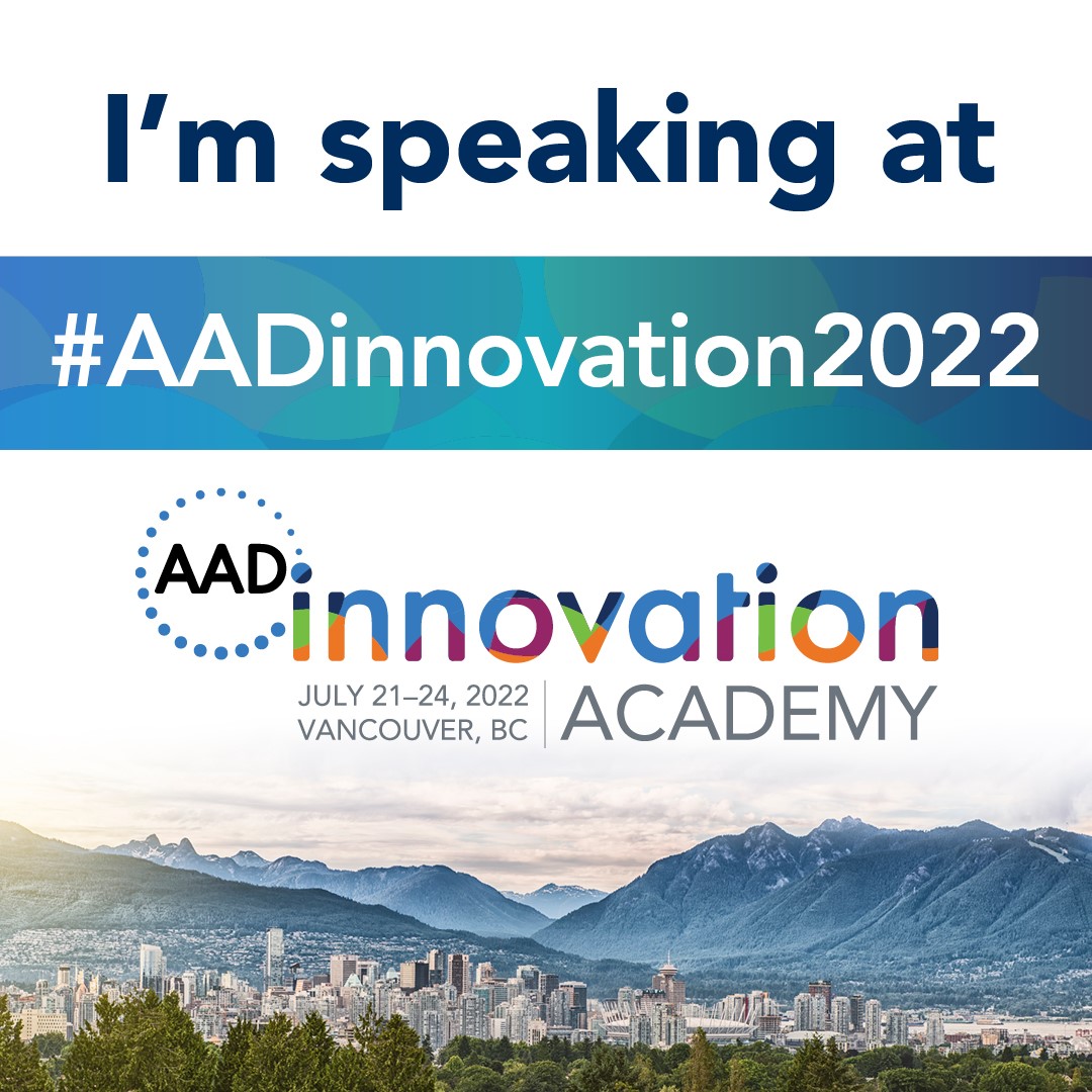 Today I will be speaking about "Devices for Acne and Rosacea" as part of Acne &amp; Rosacea (P004) this morning and this afternoon on "Isotretinoin Best Practices" as part of Advances and Quandaries in Isotretinoin Management (P025).  @aadmember 
#AADinnovation2022 #AAD2022