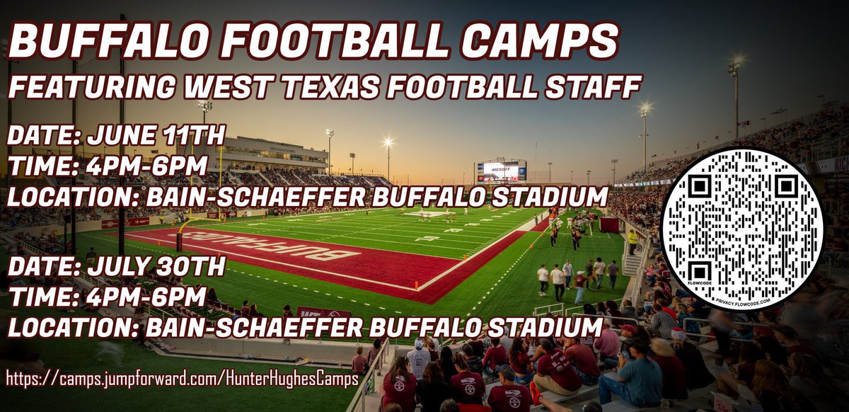 West Texas A&amp;M Football will have its last camp of the summer going on July 30th!!! Make sure to get locked in!!! 
<a href="/WTAMUFootball/">Buffalo Football</a>
 
<a href="/Coach_HunterH/">Hunter Hughes</a>
 
<a href="/RussMartinFB1/">Coach Russ Martin</a>