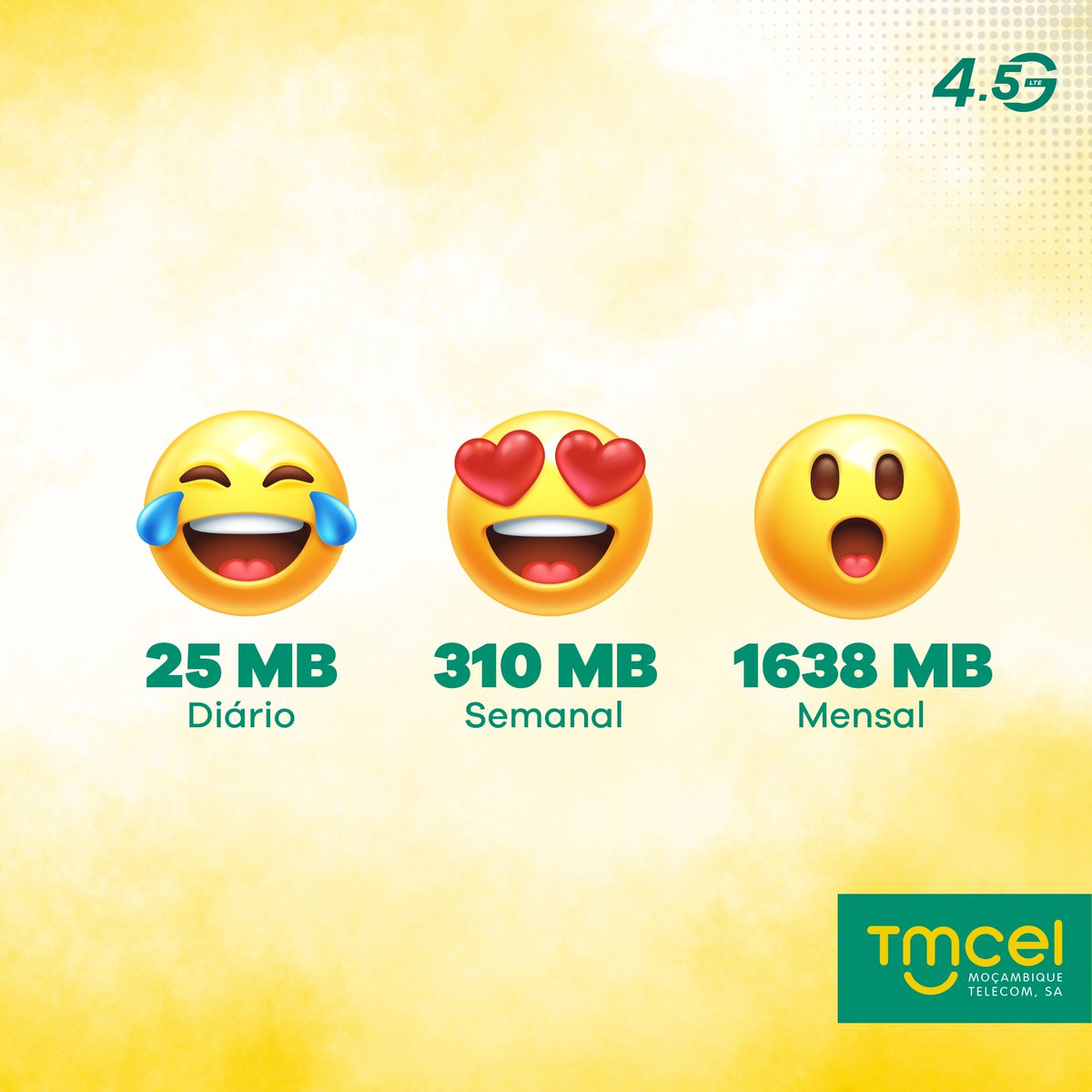 Tmcel_mz's tweet photo. Qual é o pacote de dados que mais activas?
Digita *123#, selecciona #NETGIRO e activa o teu pacote favorito.
#Tmcel #LTE https://t.co/2ZhcG07Hbe