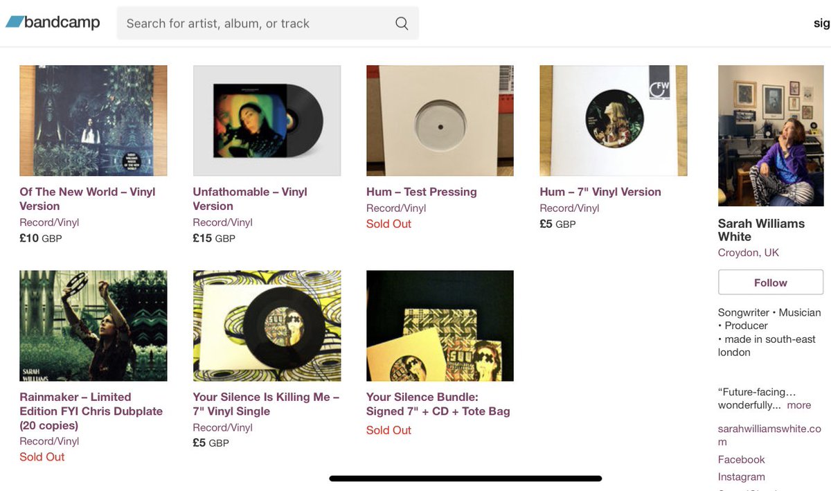 40% OFF EVERYTHING ON
sarahwilliamswhite.bandcamp.com 
Enter code ‘heatwave’ til midnight Sunday!! <a href="/Bandcamp/">bandcamp</a> <a href="/FirstWordHQ/">First Word Records</a>