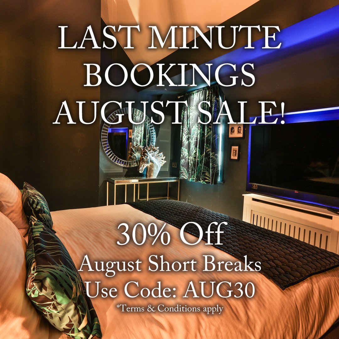 August Sale! Last minute bookings 30% Off. Use code: AUG30. New bookings only. Terms &amp; Conditions apply. Book direct - therockefeller.co.uk #getaway #August #offer #Sales #Deals