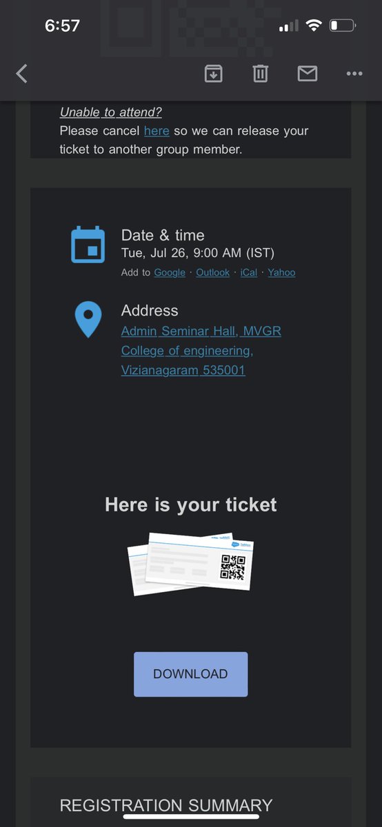 VaddadiPraween's tweet photo. Hurray finally got tickets @ for the "Building the
Salesforce eco-system -The next Gen Trailblazers
Conducting in our collage @MVGRCEA 
#MVGRSFDAYS, &amp; @satyagoluguri @salesforce https://t.co/k36NM0sOcI