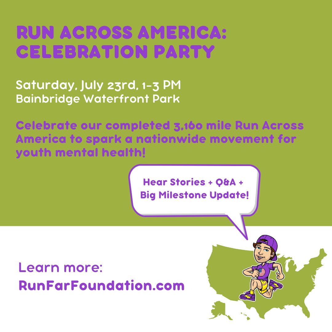 HAPPENING TOMORROW: Come out and celebrate our Run Across America finish! We've got stories to share from our 3,160 mile journey from NY to WA you won't want to miss, a Q&amp;A, and an epic RFF update and milestone! See you tomorrow!⚡️