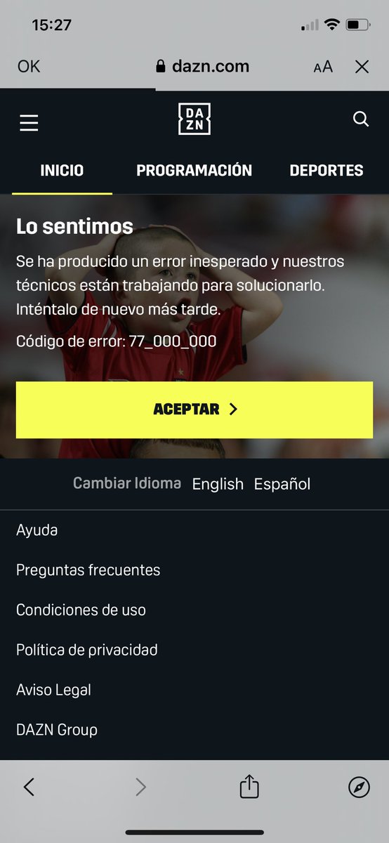 DIegobulldog80's tweet photo. Hola @DAZN_ES llevo más de una hora intentando entrar ya he echo todo lo q decís en la App https://t.co/bZdL6OCCkG