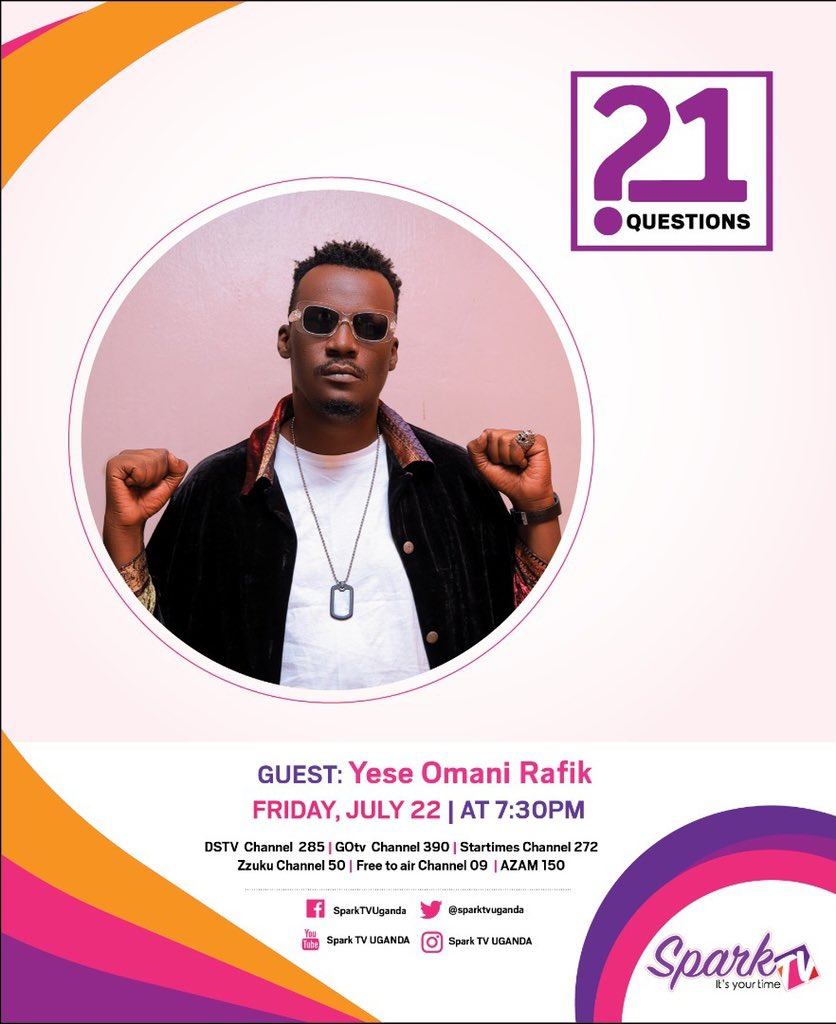 YeseOmanRafiki's tweet photo. Tune in tonight @sparktvuganda 📺 I’ve your 21 Questions 

#EducationForAll 
#TendekaBus
 #NationalIDAlbum https://t.co/b1gvh7MmzY