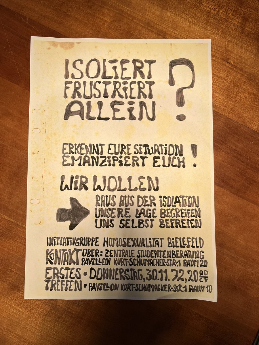 ingo_paetzold's tweet photo. Eine der ersten Schwulen Aktionsgruppen der 70er Jahre, die „Initiativgruppe Homosexualität Bielefeld“ feiert dieses Jahr 50 jähriges Jubiläum. Heute habe ich mich mit dem Gründungsmitglied Detlef Stoffel getroffen und in alten Dokumenten gekramt. Geschichte lebt. https://t.co/CL2y09b8a1
