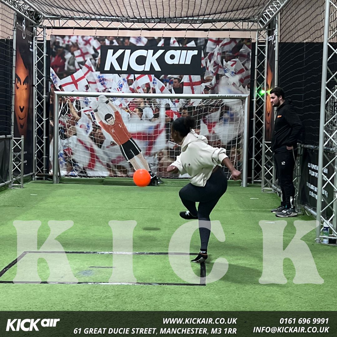 Can you beat the unstoppable RoboKeeper?! 

Book your tickets online: kickair.co.uk

 #kickair #kickairuk  #trampolining #trampolinepark #manchester #mcr #robokeeper #football #goal #footballclub #wipeout #dodgeball #rockblimbing #fun #activity #groupactivity