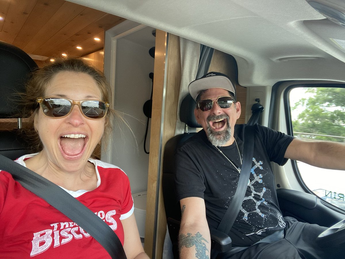 Marc_Brownstein's tweet photo. We have hit the road for our 20th anniversary trip!!! Thanks to @vanishtravelco for the awesome ride. Onwards to Maine! #vanlife #campervanbeethoven https://t.co/7ogAaVQjB4