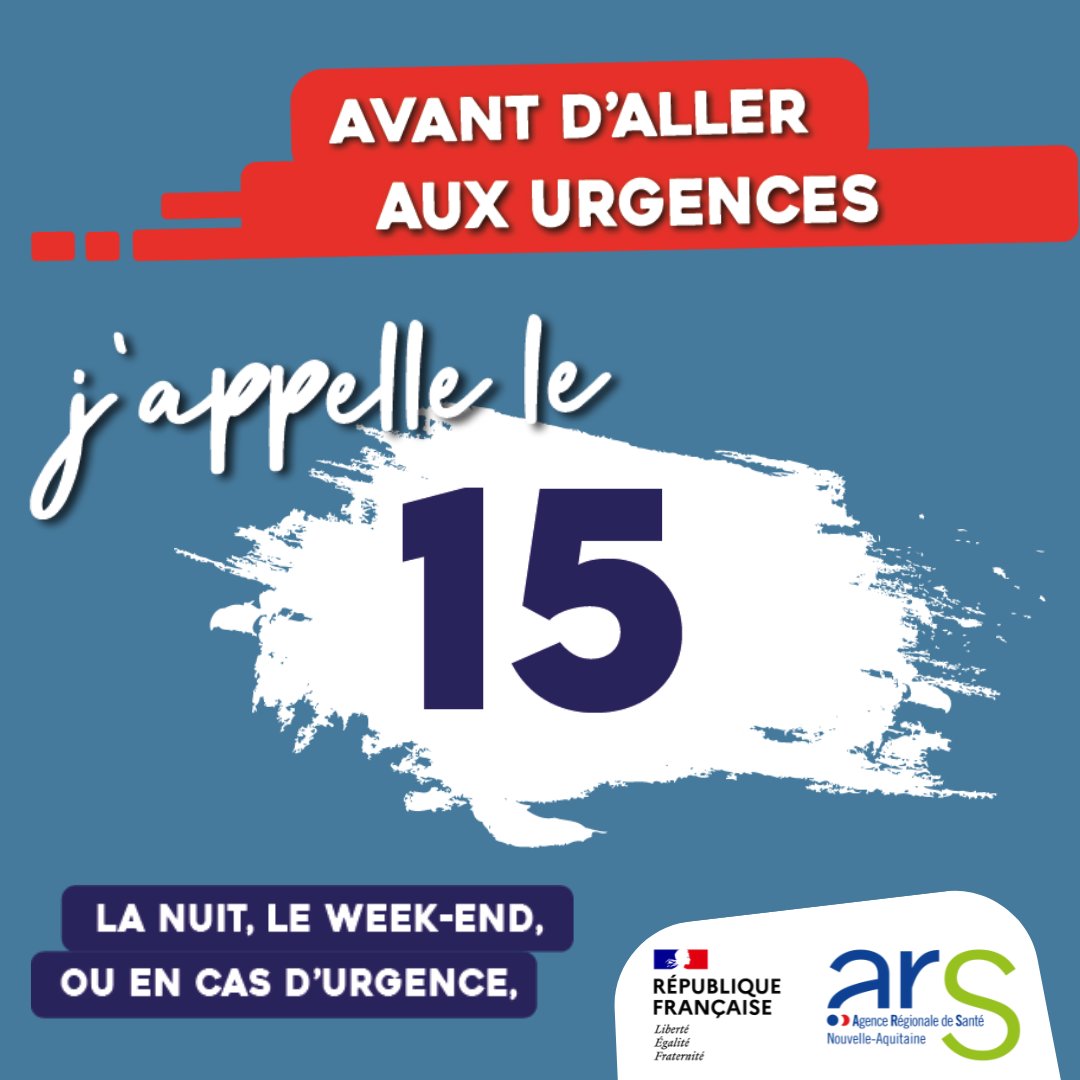 CHUBordeaux's tweet photo. [#URGENCES] Rappel sur les bons réflexes pour préserver les services d'urgences 
➡️ En journée, sauf urgence, je contacte mon médecin traitant 🩺
➡️ La nuit, le week-end ou en cas d'urgence, j'appelle le 15 ! ☎️
@ARS_NAquit https://t.co/0NNuvLzrxu