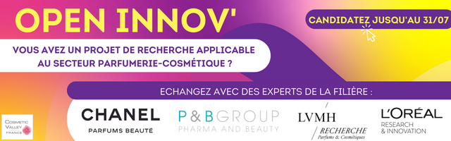 TechSaclay's tweet image. 📢Le service #OPENINNOV' vous permet de présenter un projet d’innovation et d’échanger avec des experts métiers issus de grandes entreprises de la filière cosmétique ! 
Plus d'informations et s'inscrire👉bit.ly/3BqHGtt
⚠️Clôture le Dimanche 31 juillet 2022⚠️