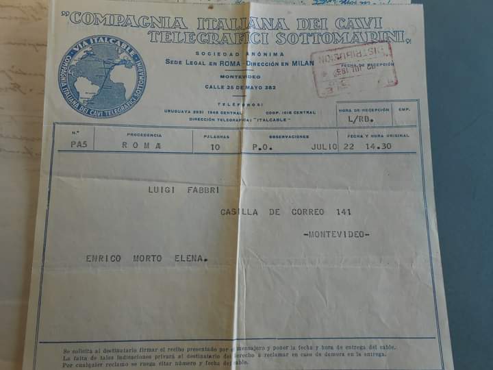 El viernes 22 de Julio de 1932, poco después del mediodía moría el anarquista italiano Errico Malatesta. 
Seguramente, el primero en saberlo en Montevideo, fue su compañero y amigo Luigi Fabbri, a través de un telegrama reitido por Elena Melli, ⬇️