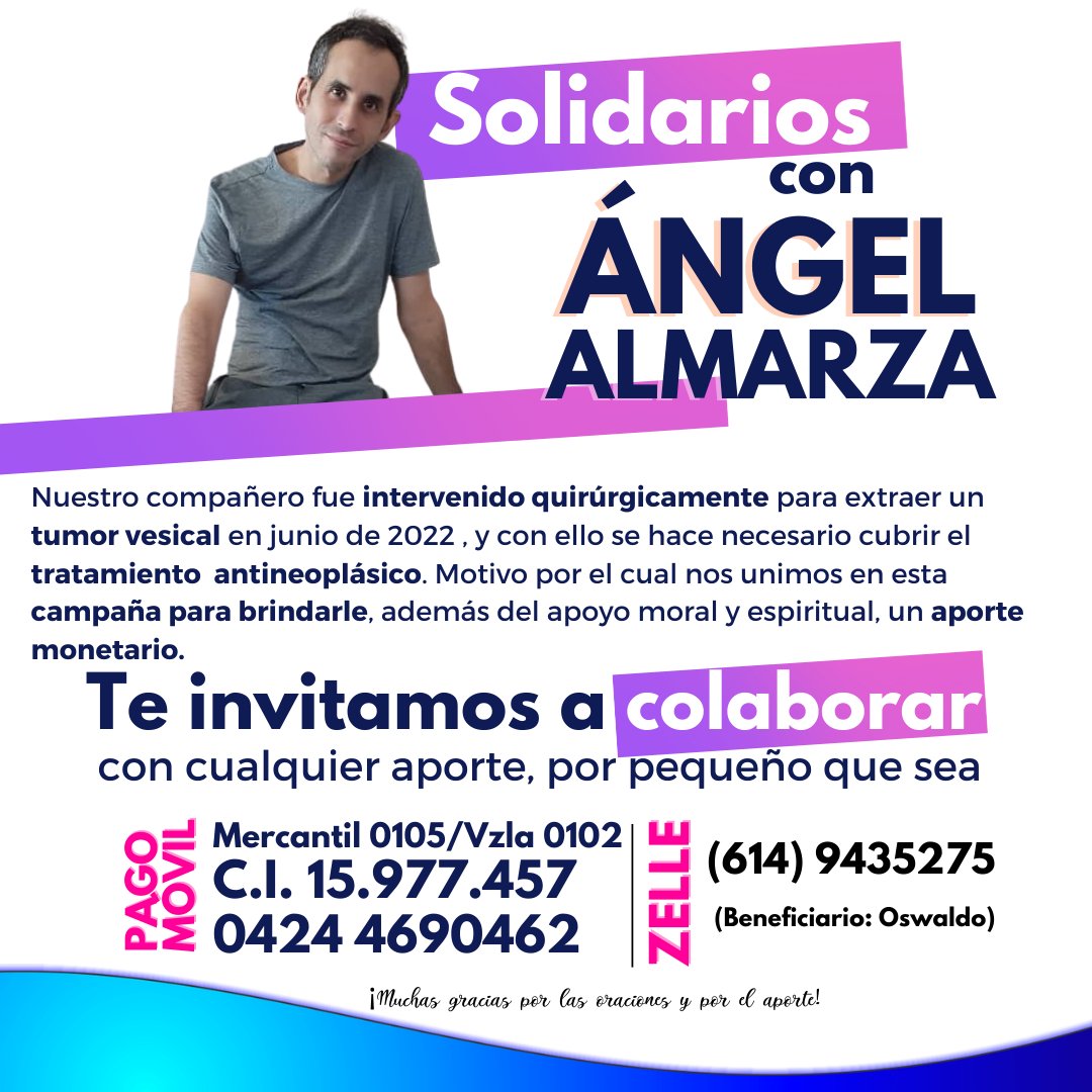 FacIngenieriaUC's tweet photo. Para el Ing. Ángel Almarza, profesor de nuestra facultad quien requiere de tratamiento antineoplásico, solicitamos la máxima divulgación posible para que quienes puedan colaborar, por muy pequeño que parezca el aporte, lo hagan. 
Agradecidos en su nombre y en el nuestro. https://t.co/HUNnbDw5pF